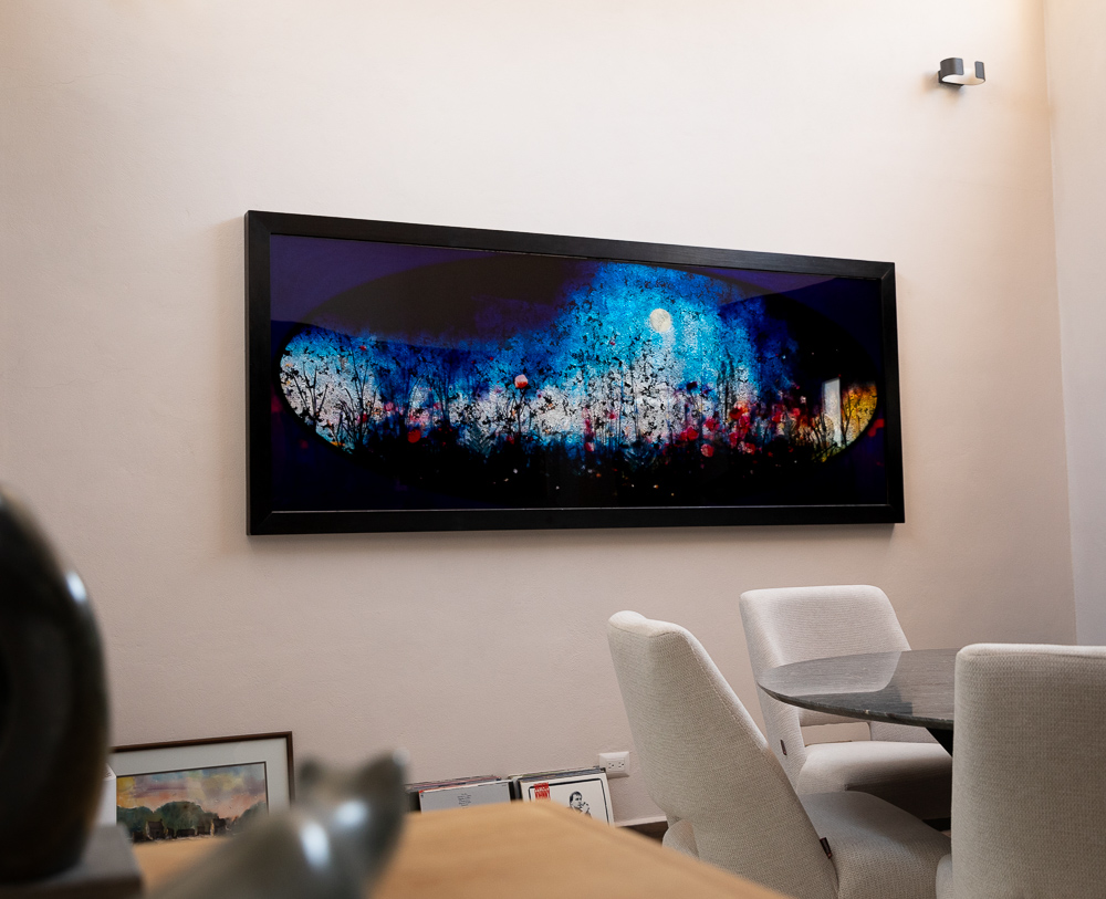 "Sapphire Dreams in a Meadow of Crimson" 255cm x 135cm